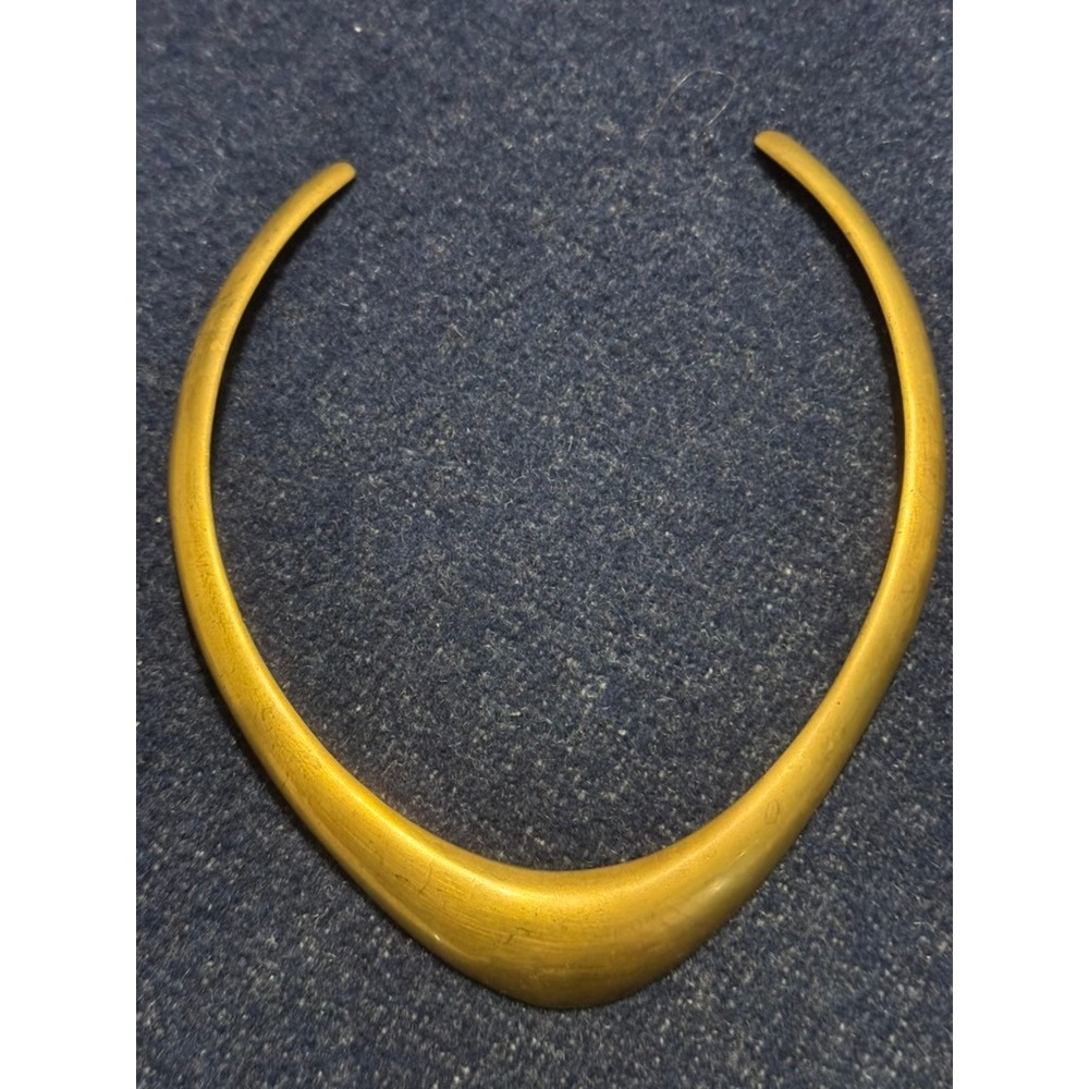 Vintage Gold Tone Brass Collar Necklace Tapered Torque Choker Made in India 14in